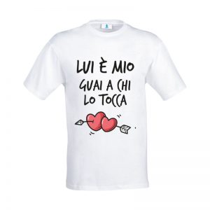 Coppia di T-shirt “Lui/Lei è mio/a. Guai a chi lo/la tocca!”