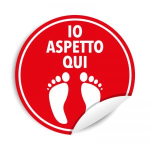 Adesivi calpestabili “IO ASPETTO QUI”