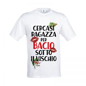 T-shirt “Cercasi ragazza per bacio sotto al vischio”